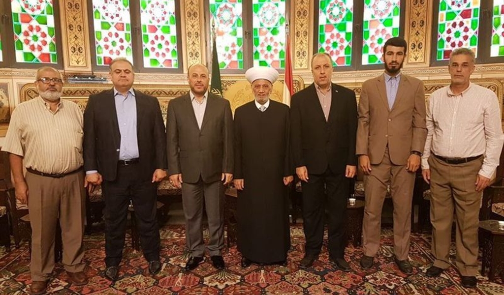 مفتي الجمهورية الشيخ دريان مستقبلاً وفد «حماس» برئاسة د. عبد الهادي