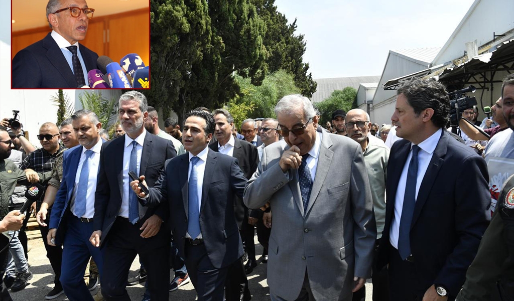 الوزراء من اليمين: مكاري، بوحبيب، حمية، ونصار، والمهندس فادي الحسن، وبدا السفير المصري (في الاطار) يتحدث بعد الجولة (محمود يوسف)