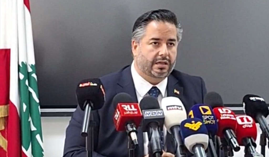 الوزير سلام خلال المؤتمر الصحفي (تصوير: محمود يوسف)