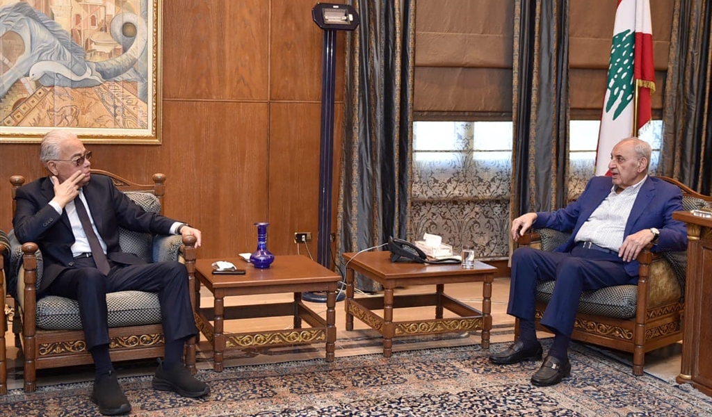 الرئيس بري خلال لقائه سكاف (حسن إبراهيم)