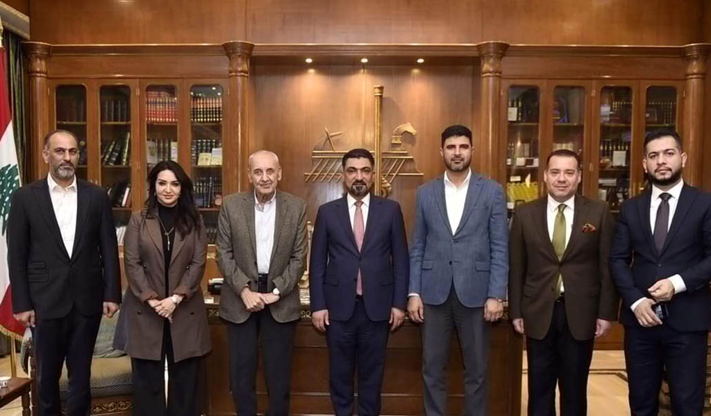 الرئيس بري مستقبلاً وكيل التجارة العراقية والوفد (حسن إبراهيم)