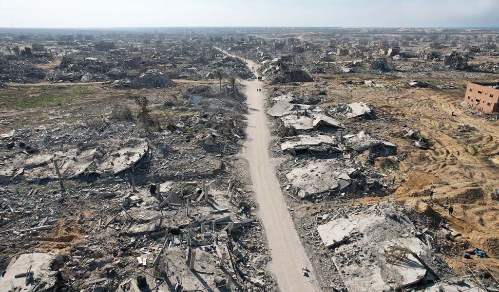 منظر عام للدمار الكلي للمنازل في رفح