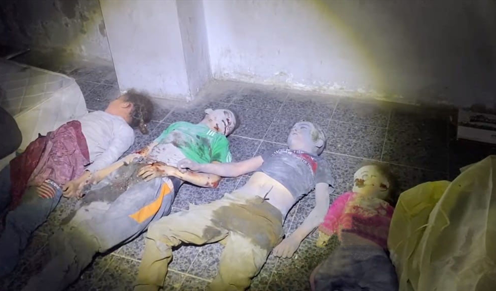 جثامين أطفال شهداء جراء الغارات الوحشية على غزة