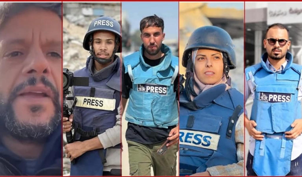 صورة الشهداء الخمسة الذين استشهدوا أمس بمجمع ناصر في خان يونس