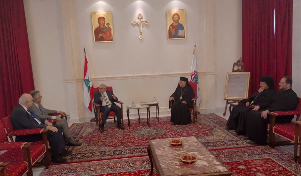 سلام لدى زيارته البطريرك العبسي بحضور صلاح سلام وطلال المقدسي