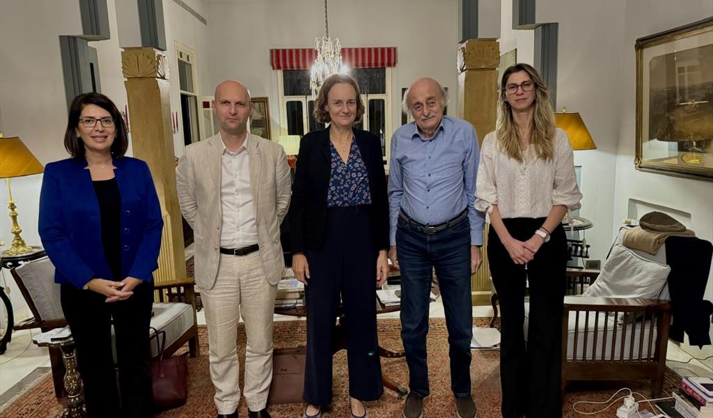 جنبلاط يتوسط الوفد الفرنسي