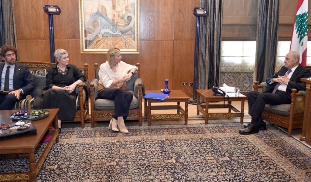 الرئيس بري مع وفد الاتحاد الأوروبي (حسن إبراهيم)