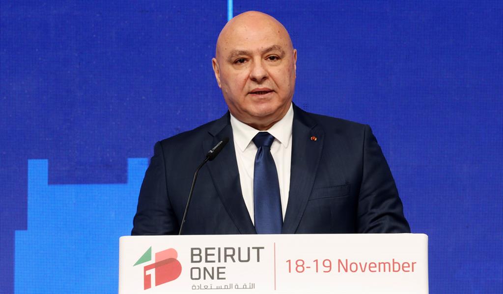 الرئيس عون يلقي كلمته في مؤتمر «بيروت وان» ( محمود يوسف)