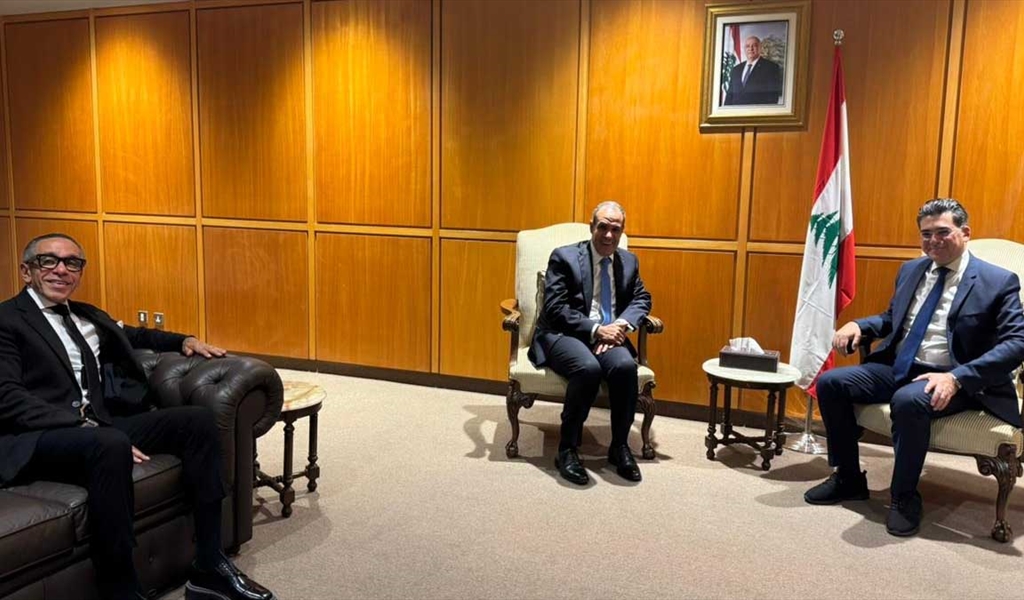 الوزير مرقص مستقبلاً الوزير عبد العاطي في المطار في حضور السفير موسى