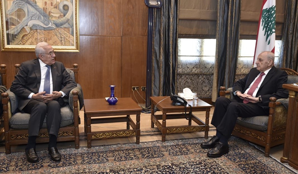 الرئيسان بري وسليمان خلال اللقاء (حسن إبراهيم)