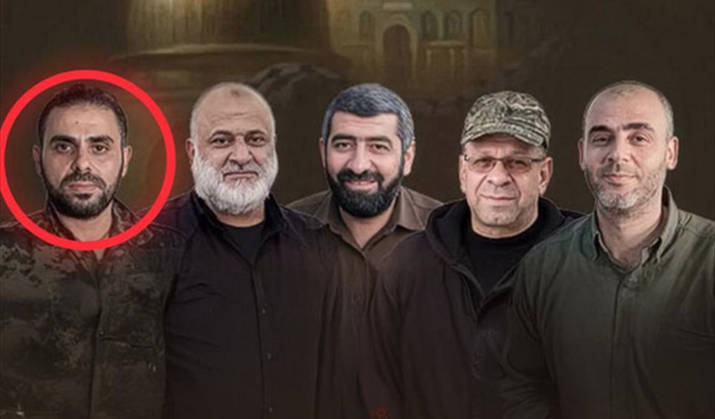 من اليمين محمد السنوار ومحمد شبانة وحكم العيسى ورائد سعد وحذيفة كحلوت