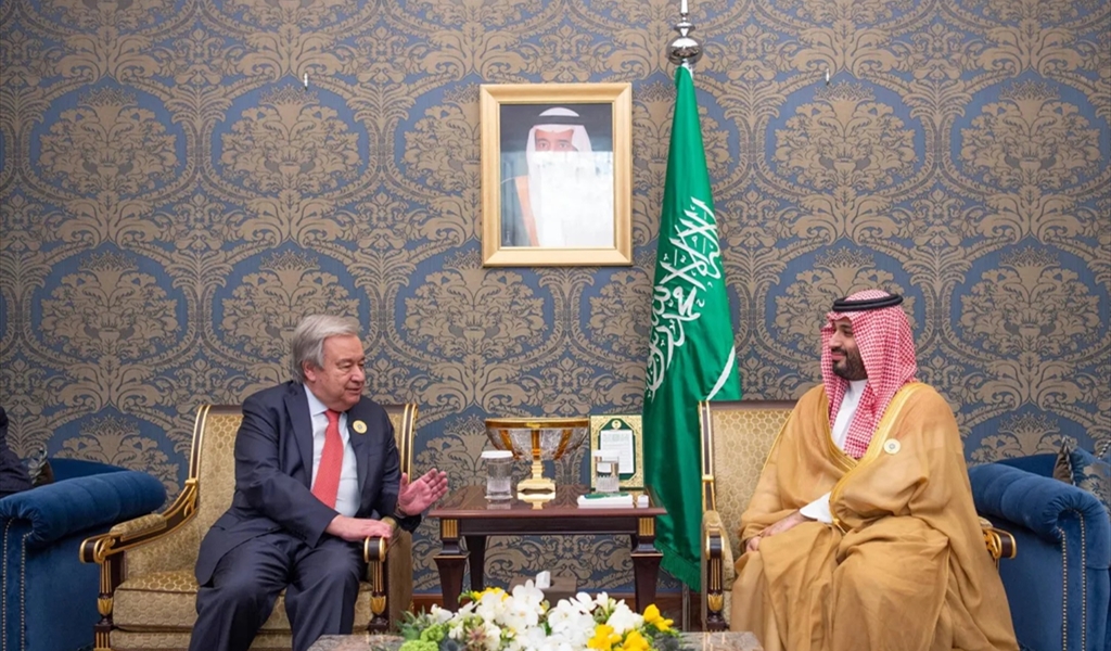 بن سلمان يستقبل غوتيريش ويبحثان التطورات