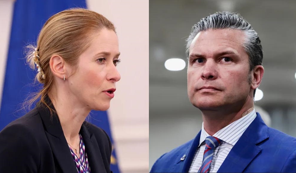 وزير الدفاع الأميركي بيت هيغسيث وكايا كالاس مسؤولة السياسة الخارجية في الاتحاد الأوروبي