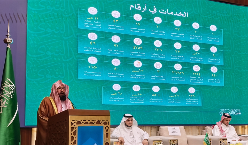 السديس متحدثاً في إطلاق خطة شهر رمضان