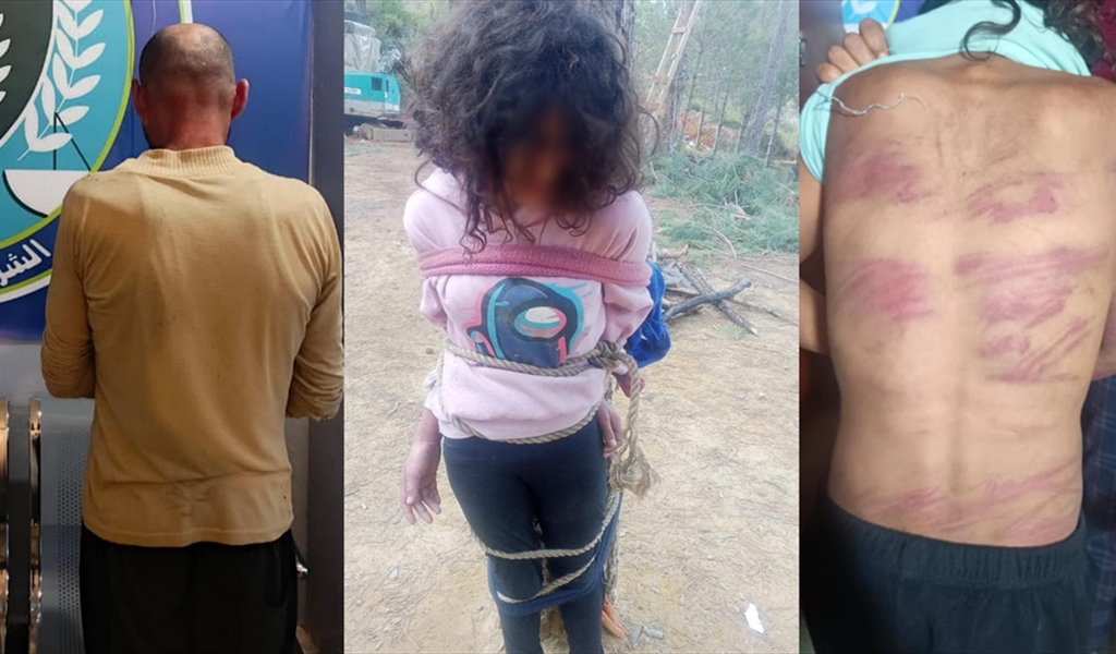 ربَطَ ابنته إلى جذع شجرة.. وعنّفَ زوجته وأولاده القصّر!