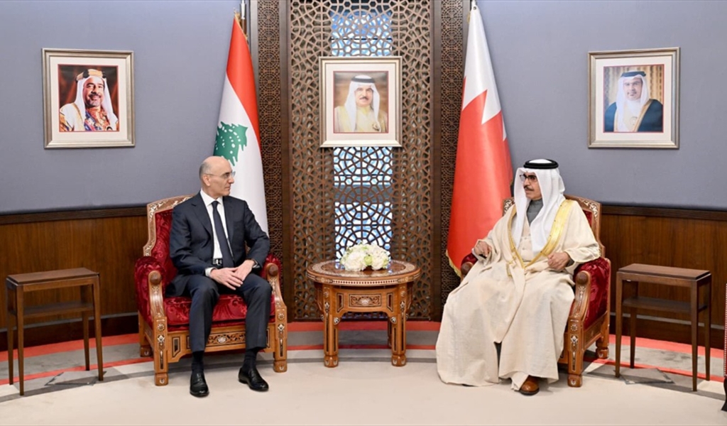 الوزير الحجار خلال لقائه نظيره البحريني راشد بن عبدالله آل خليفة