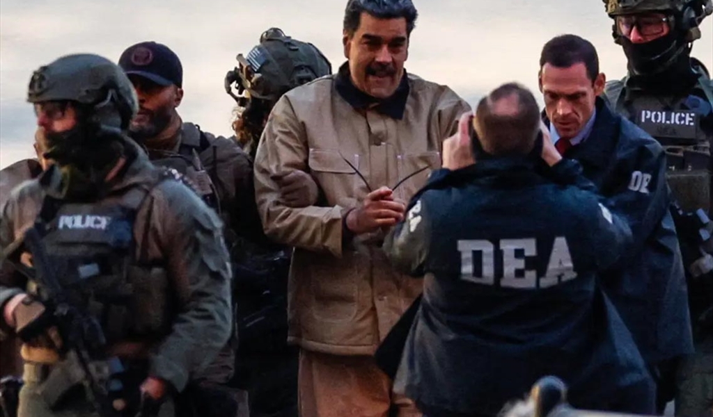 مادورو محاطاً برجال الأمن في طريقه الى المحكمة