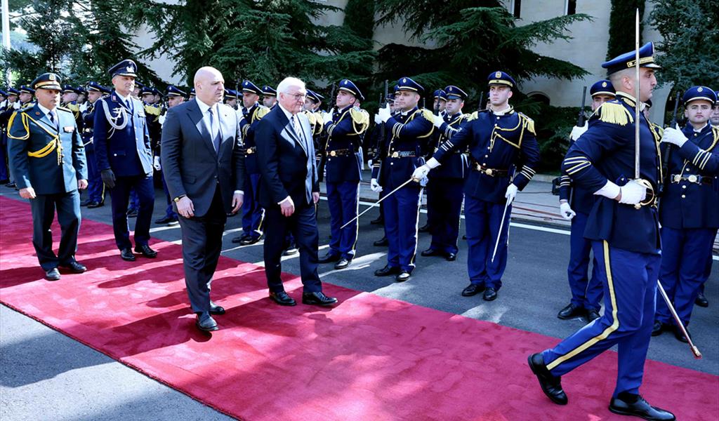 الرئيسان عون وشتاينماير يستعرضان حرس الشرف في بعبدا