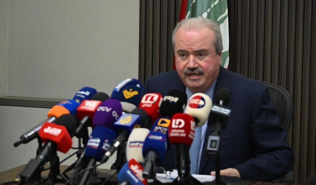 الوزير جابر خلال المؤتمر الصحفي (تصوير: محمود يوسف)