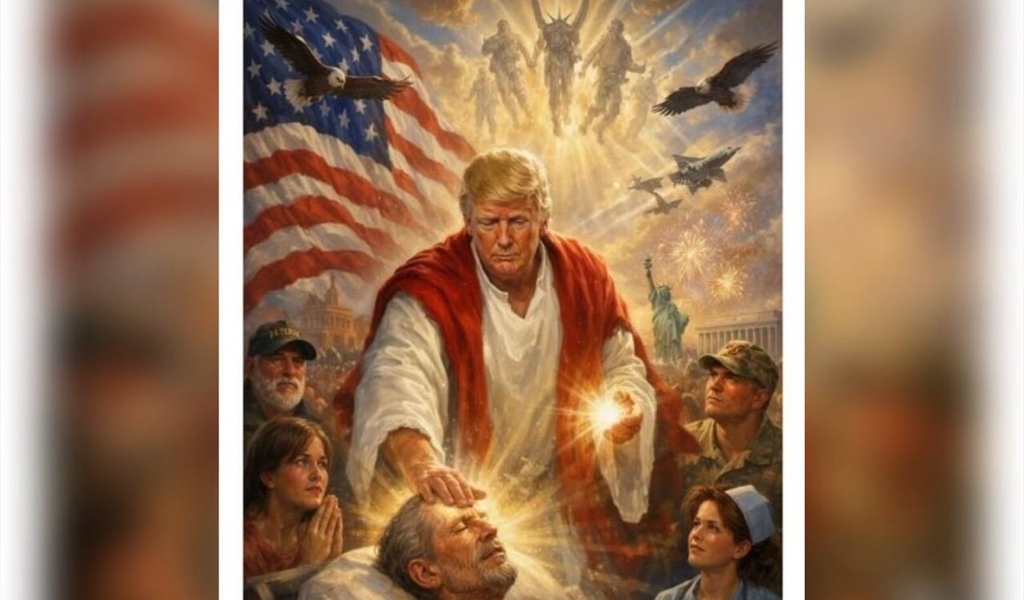 ترمب ينشر صورة مولّدة بالذكاء الاصطناعي تُظهره على هيئة المسيح وهو يضع يده على أحد المرضى ليشفيه، وذلك عقب هجومه على البابا