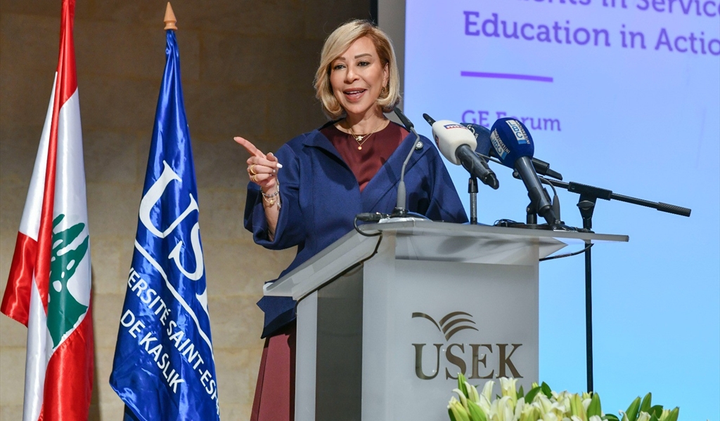 السيدة عون تتحدث خلال حفل الاطلاق