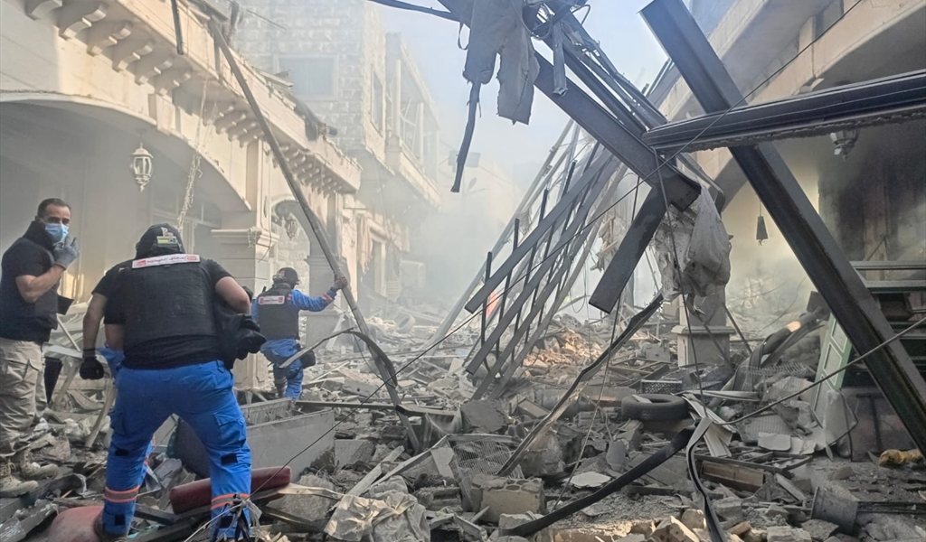الدمار في حي السراي التراثي في مدينة النبطية