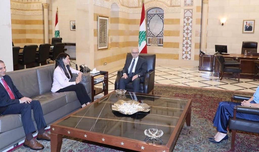 المشاط خلال زيارتها الرئيس سلام