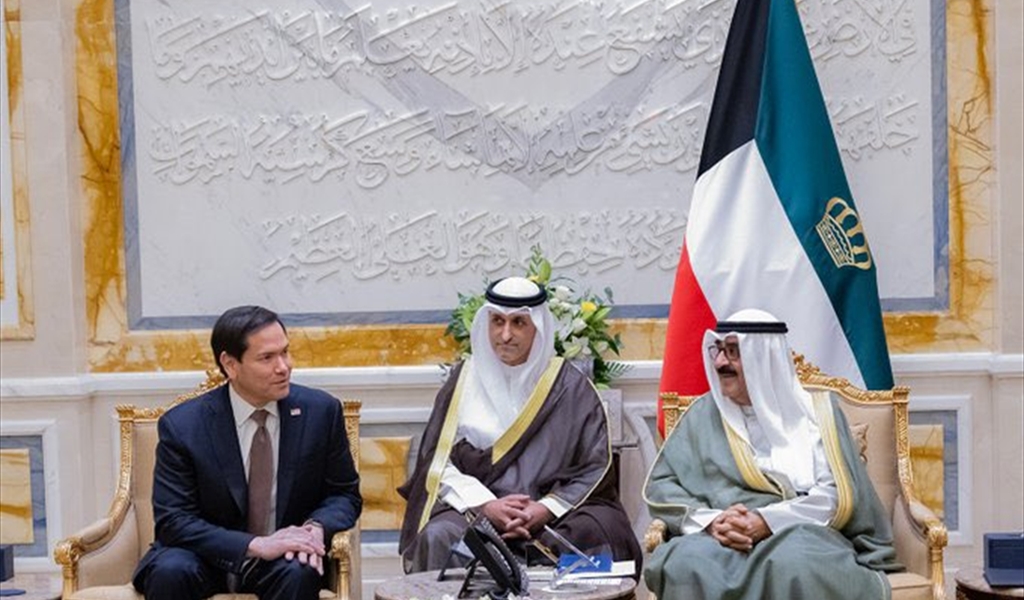 أمير الكويت الشيخ مشعل الأحمد الجابر الصباح مستقبلا روبيو