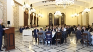 الرئيس ميقاتي يتحدث في العشاء التكريمي لوزراء الخارجية العرب  في السراي الكبير أمس (دالاتي ونهرا)