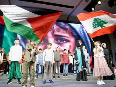 مشهدية تضامنية لأطفال «مؤسسات الرعاية الاجتماعية» مهداة إلى أطفال فلسطين (طلال سلمان)