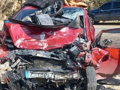 السيارة المستهدفة من مسيرة إسرائيلية في الهرمل