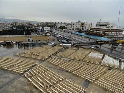 بالصور... التحضيرات شبه مكتملة والمدينة الرياضية تتحضّر للتشيع الكبير غداً