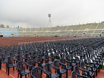 بالصور... التحضيرات شبه مكتملة والمدينة الرياضية تتحضّر للتشيع الكبير غداً