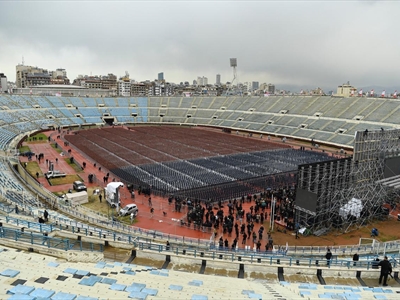 بالصور... التحضيرات شبه مكتملة والمدينة الرياضية تتحضّر للتشيع الكبير غداً