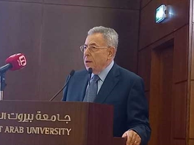 الرئيس السنيورة متحدثاً في جامعة بيروت العربية - طرابلس