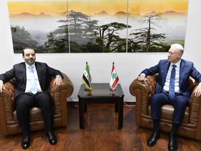 الوزير رجّي مع نظيره السوري الوزير الشيباني (محمود يوسف)