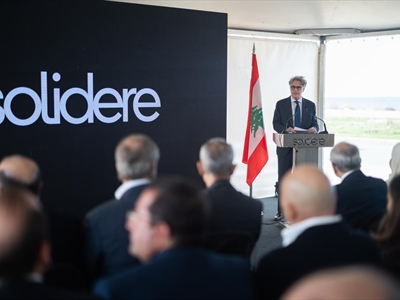 الدكتور ناصر الشماع يتحدث خلال وضع حجر الأساس لحديقة الرئيس الشهيد الحريري