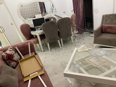 من الأضرار التي لحقت بالمنازل المجاورة لمكان الاستهداف الغازية - قضاء صيدا