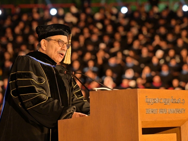 كلمة  نواف سلام في حفل تخرج طلاب الجامعة العربية مساء اليوم في حرم الجامعة في منطقة الدبية