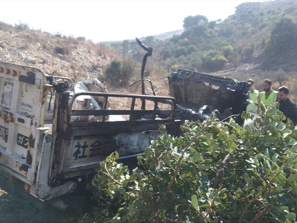 ارتقاء شهيد باستهداف الآلية على طريق الصوانة - خربة سلم