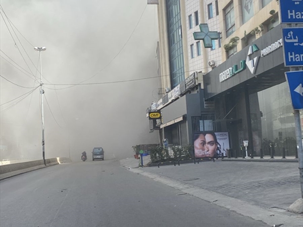 بالصورة : الغارة الأخيرة على الضاحية - المشهد من منطقة كنيسة مار مخايل