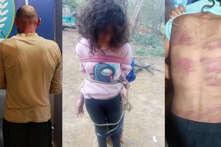 ربَطَ ابنته إلى جذع شجرة.. وعنّفَ زوجته وأولاده القصّر!